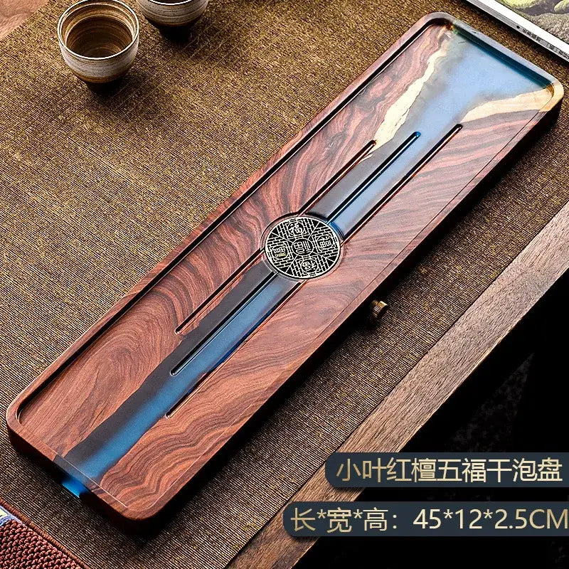 Wood Blue Resin Tea Tray