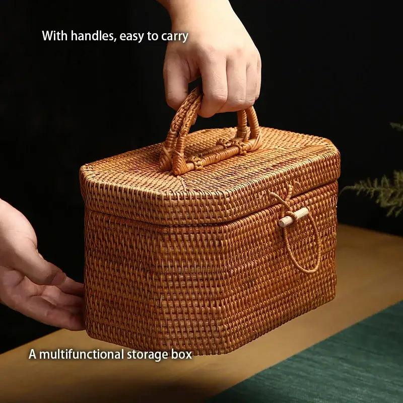 Rattan Tea Caddy Box