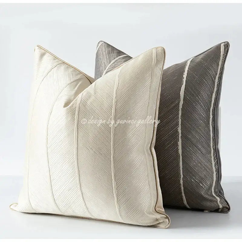 Beige Herringbone Cushion Cover