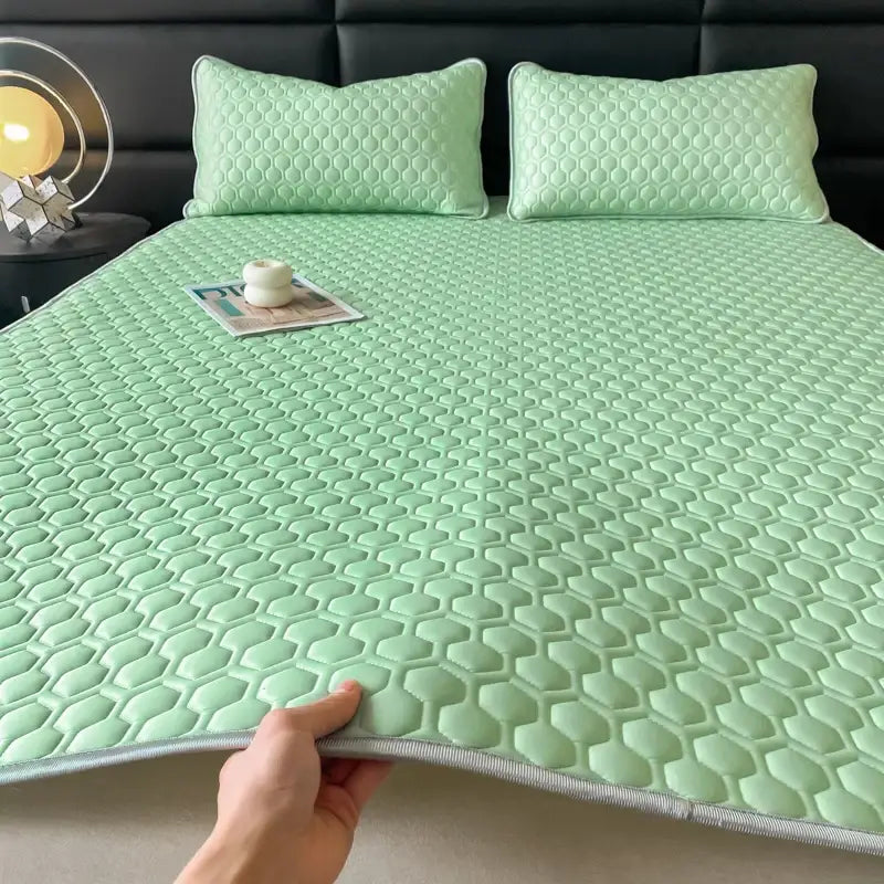 Pink Gray Quilted Bed Set
