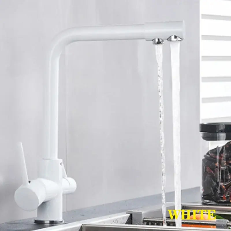 Chrome Dual Spout Pull-Down Kitchen Faucet
