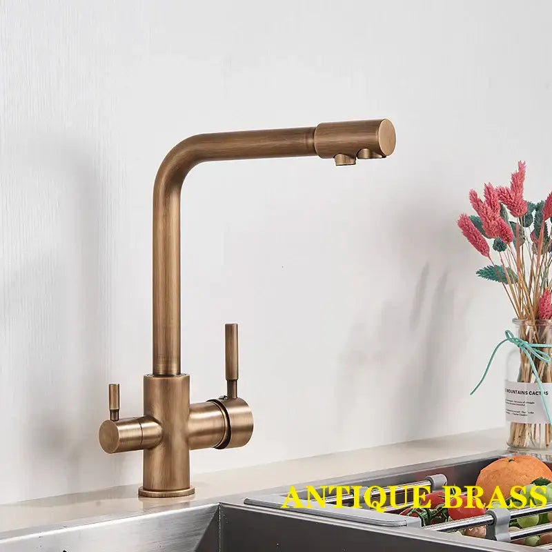 Chrome Dual Spout Pull-Down Kitchen Faucet