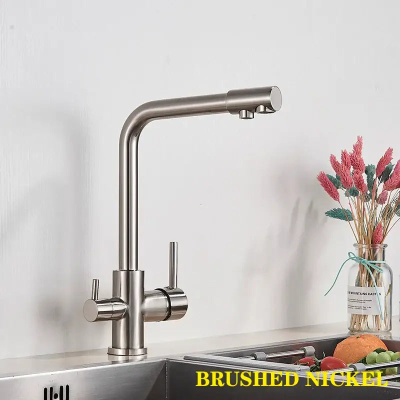 Chrome Dual Spout Pull-Down Kitchen Faucet