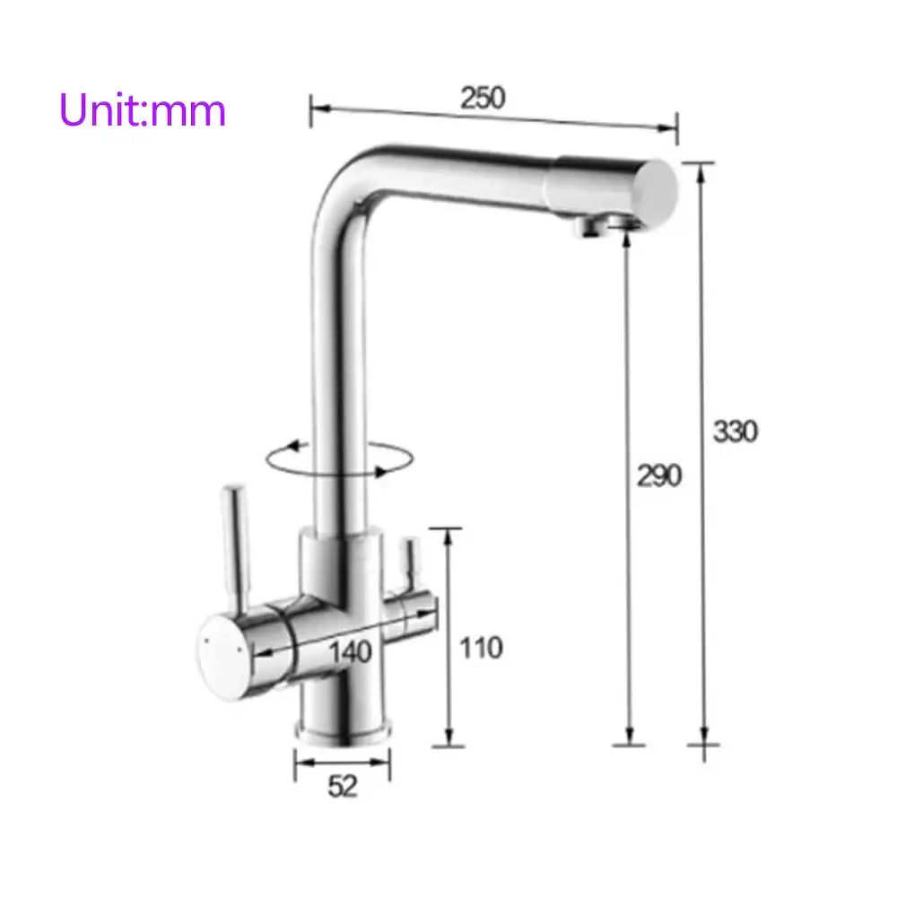 Chrome Dual Spout Pull-Down Kitchen Faucet