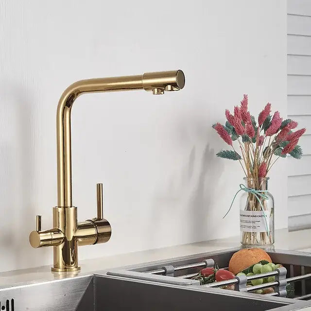 Chrome Dual Spout Pull-Down Kitchen Faucet