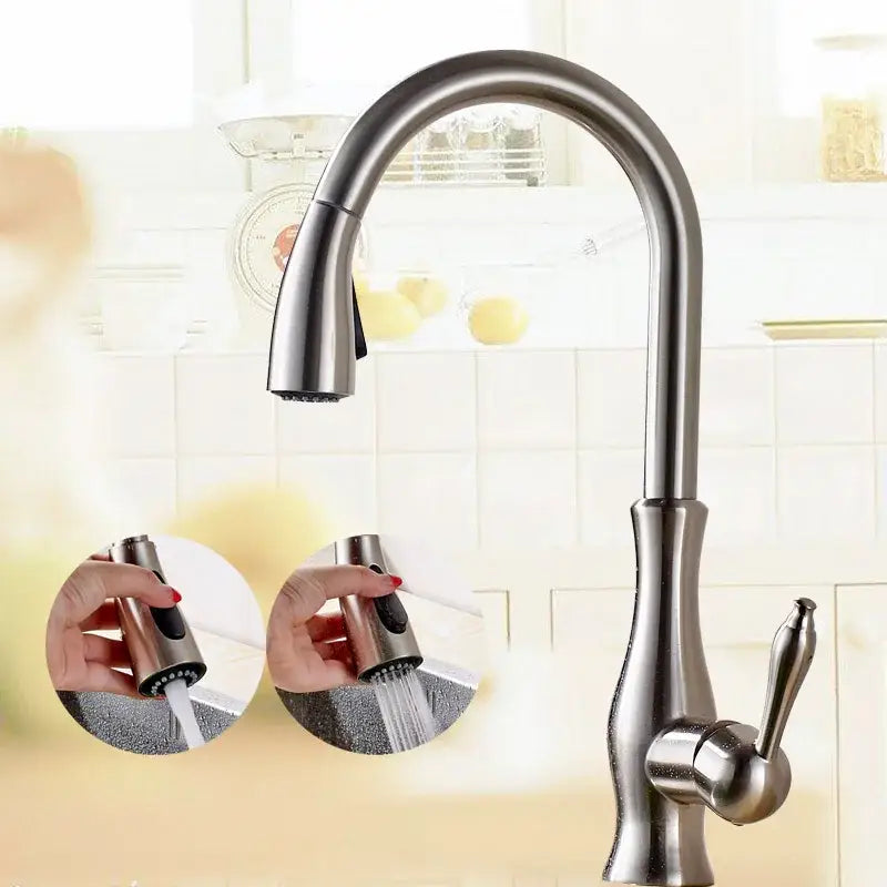 Gold Brass Kitchen Faucet with High Arch Sprayer