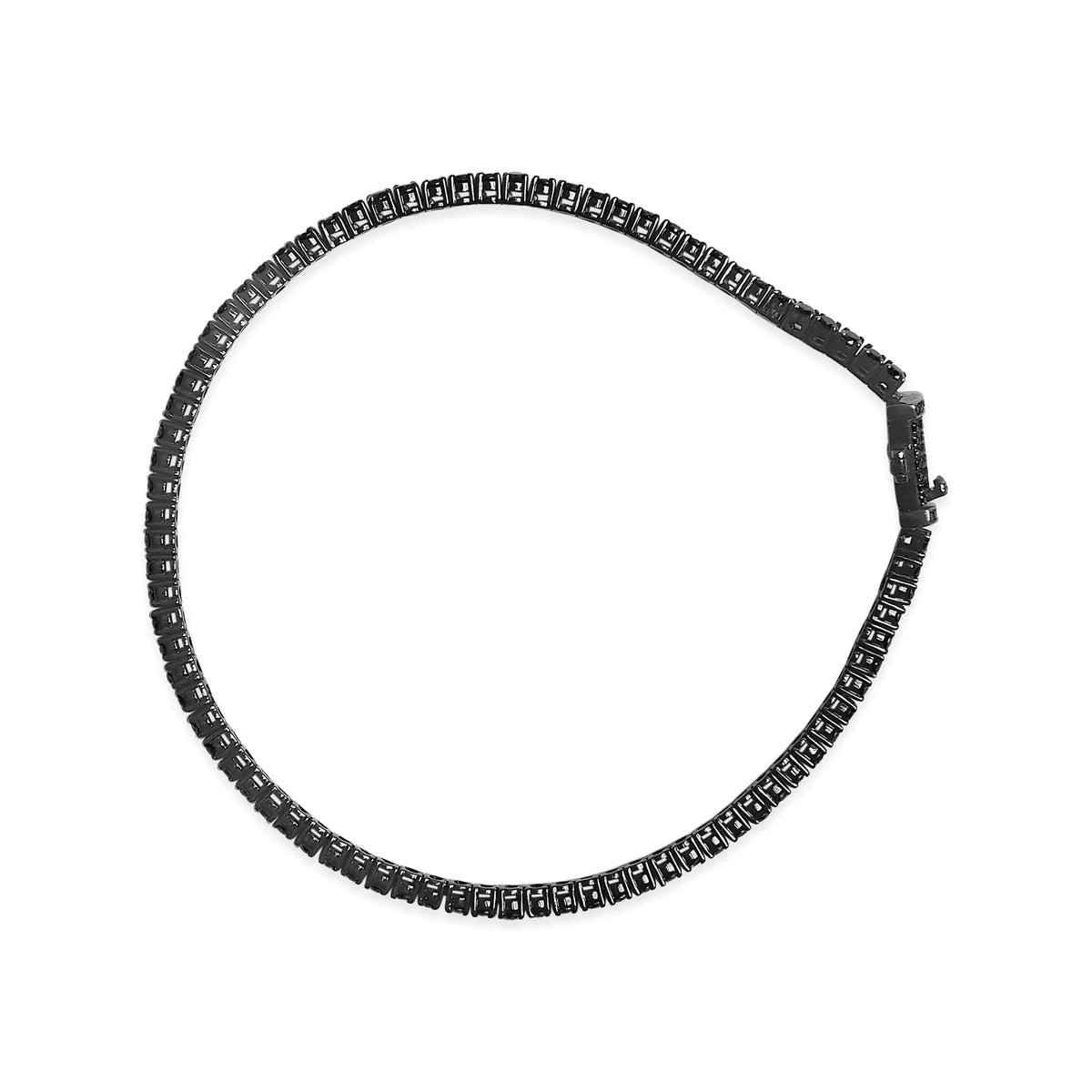Black Rhodium Plated .925 Sterling Silver 5.00 Cttw Black Diamond Tennis Bracelet (Black Color, I2-I3 Clarity) - 8.5 Inches