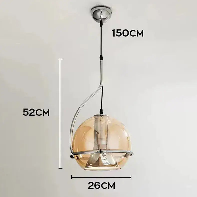 Amber Glass Chrome Chandelier