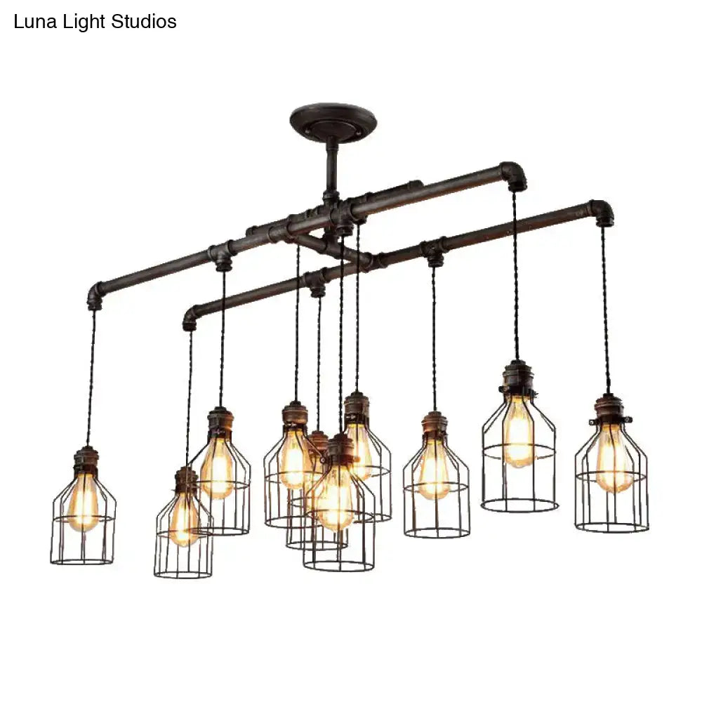 Bronze Water Pipe Ten-Light Pendant