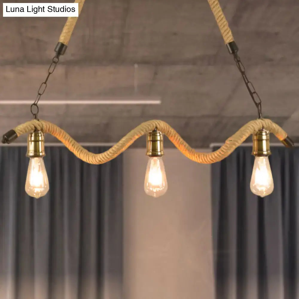 Beige Rope Exposed Bulb Light