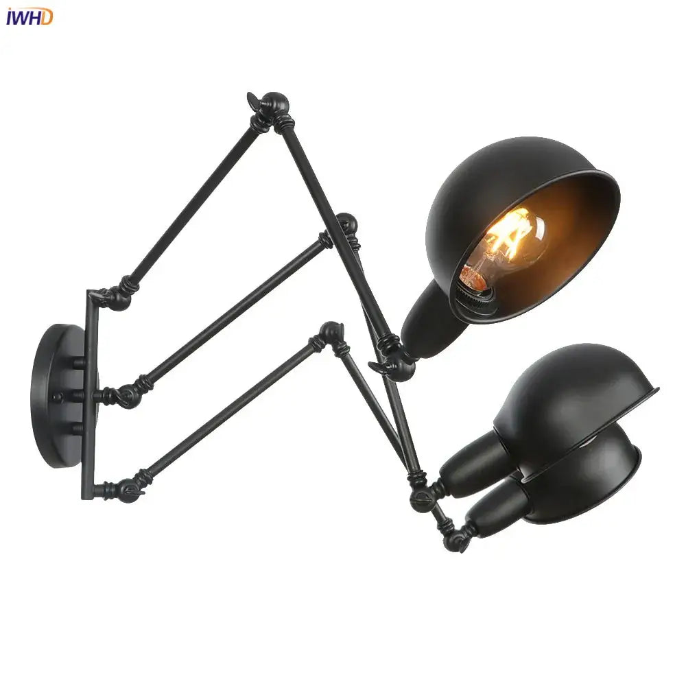Black Adjustable Wall Sconce with Three Heads