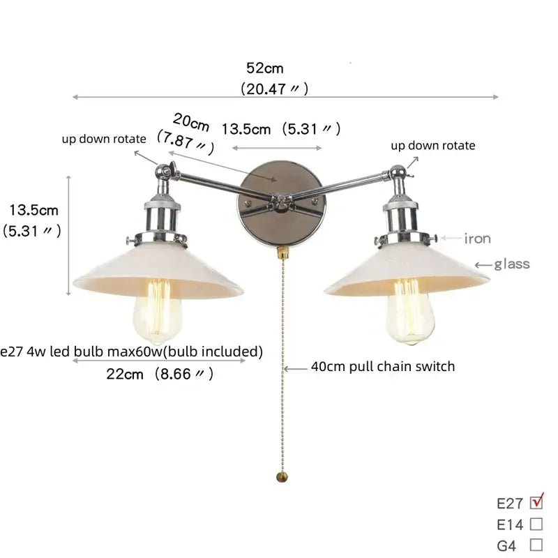White Metal Wall Sconce with Dual Head Design