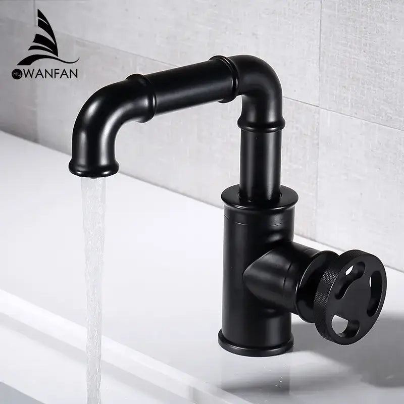 Vintage-Inspired Black Brass Basin Faucet