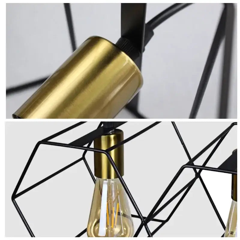 Brass Hexagonal Pendant Light with 3 or 5 Heads
