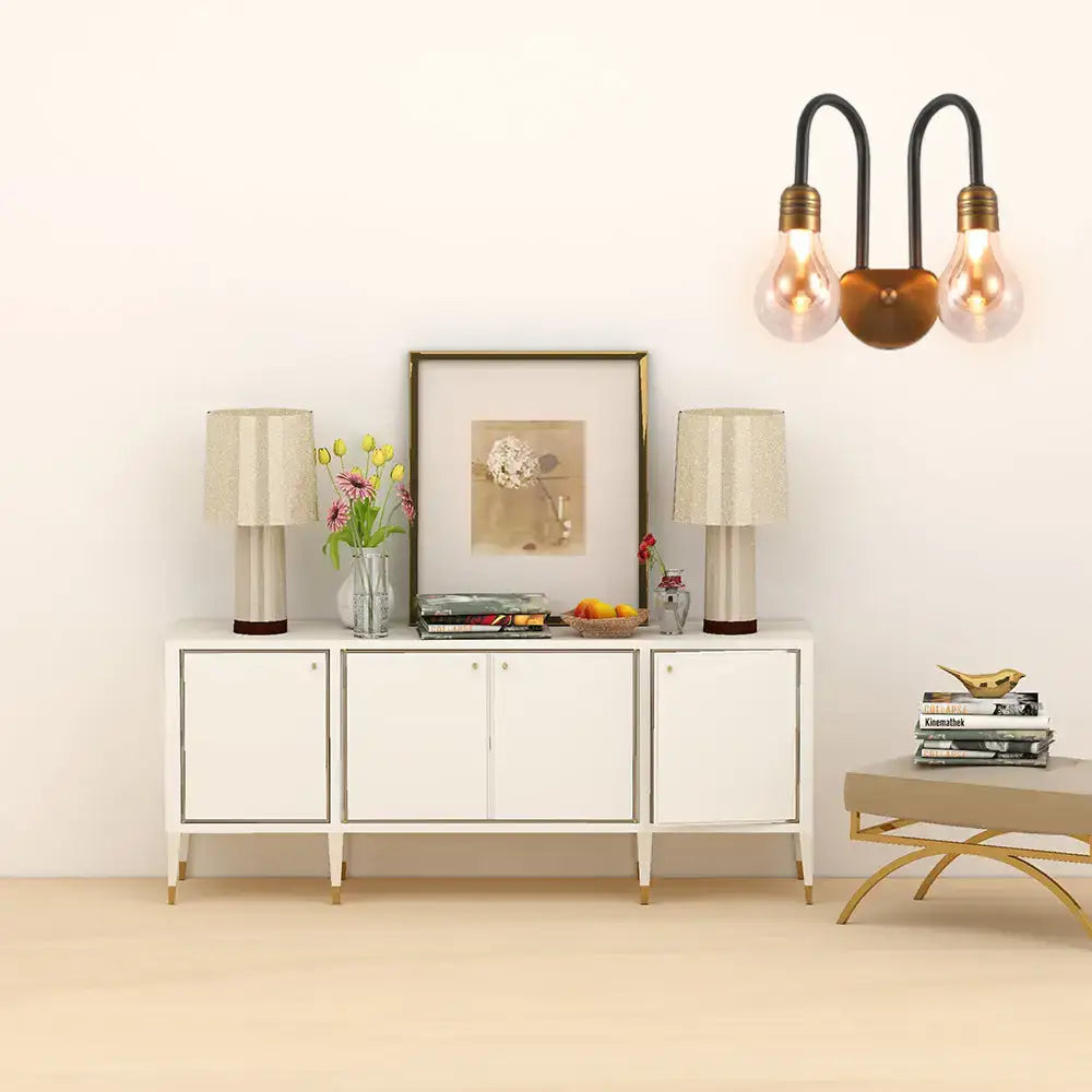 Brass Glass 3-Light Bedroom Wall Lamp