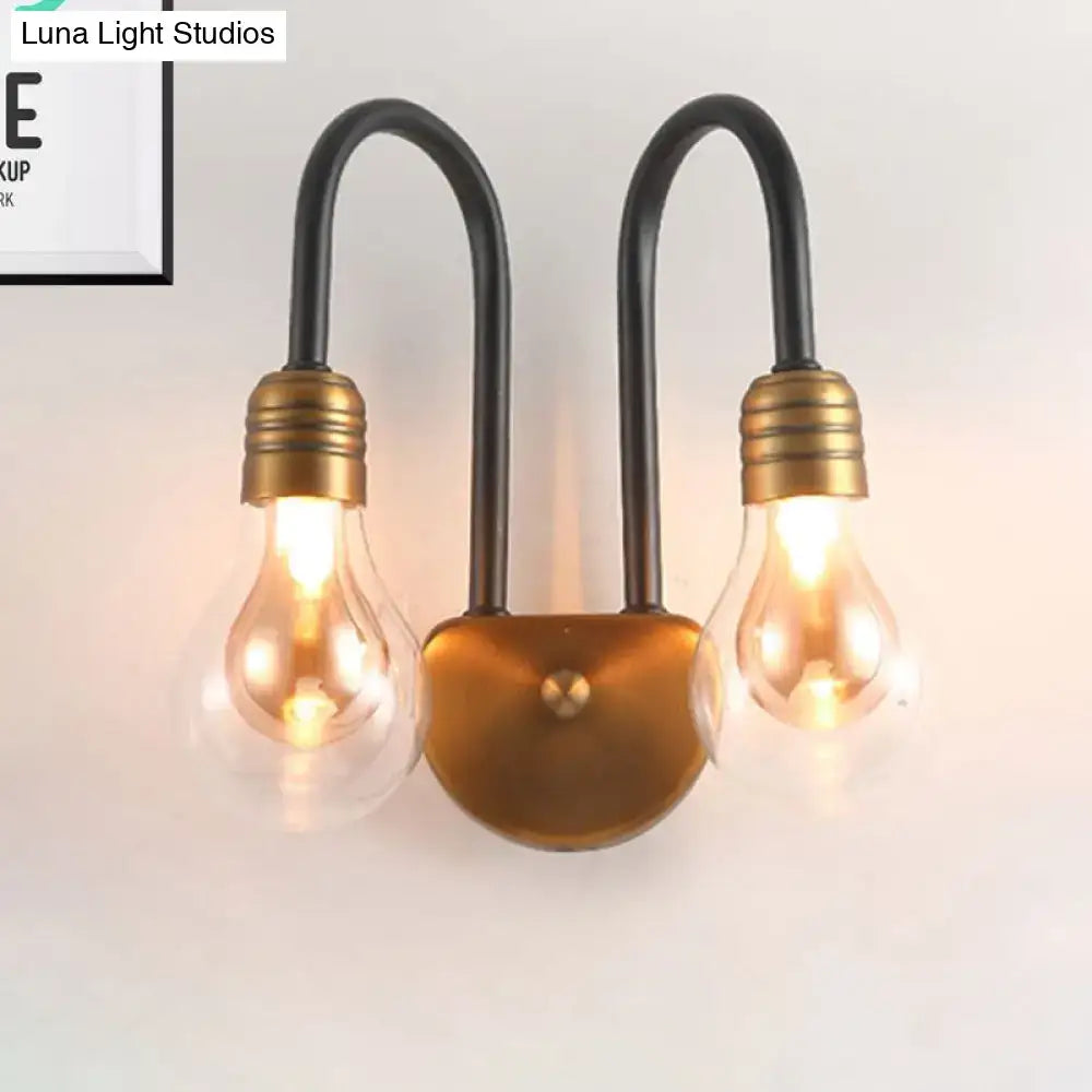 Brass Glass 3-Light Bedroom Wall Lamp