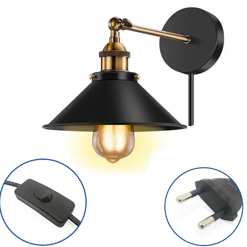 Black Brass Wall Sconce with Halogen Bulb