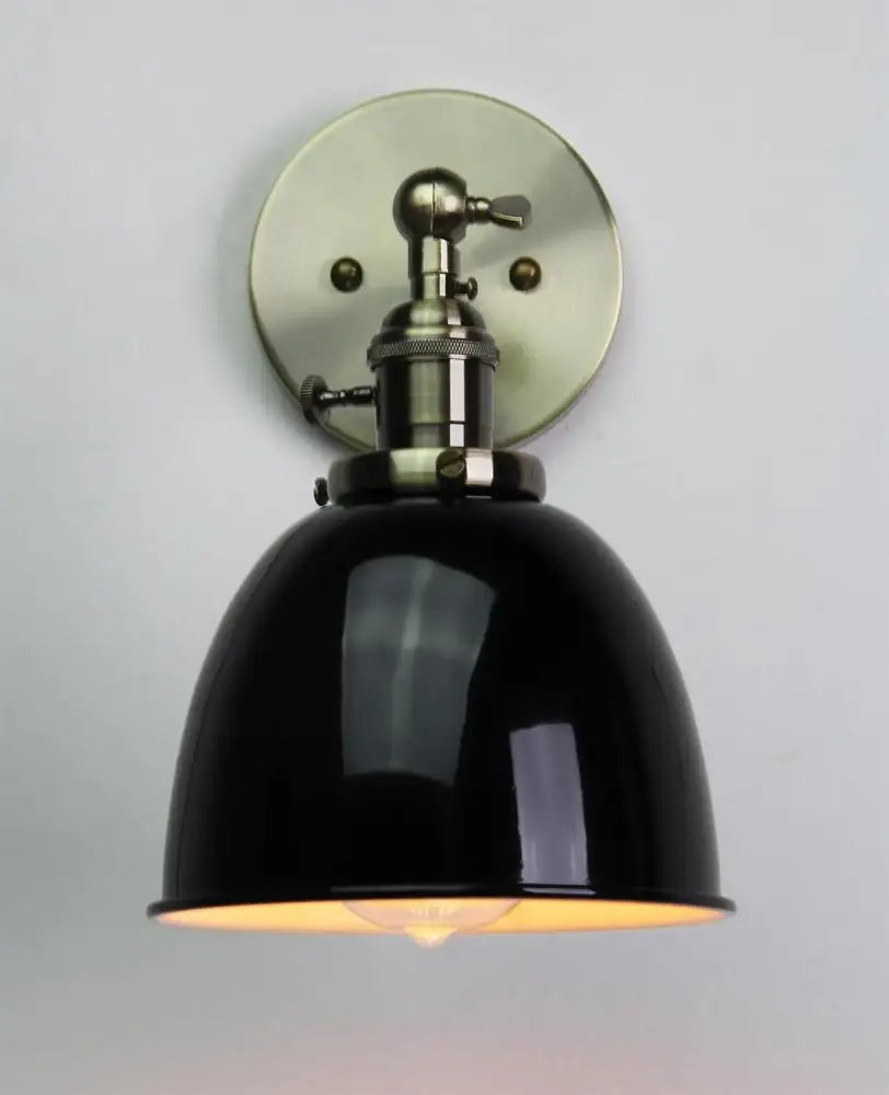 Black Adjustable Wall Sconce with Metal Lampshade