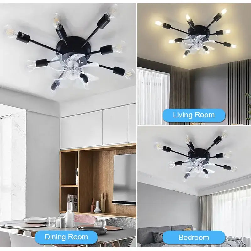 Black LED Ceiling Fan with Industrial Design