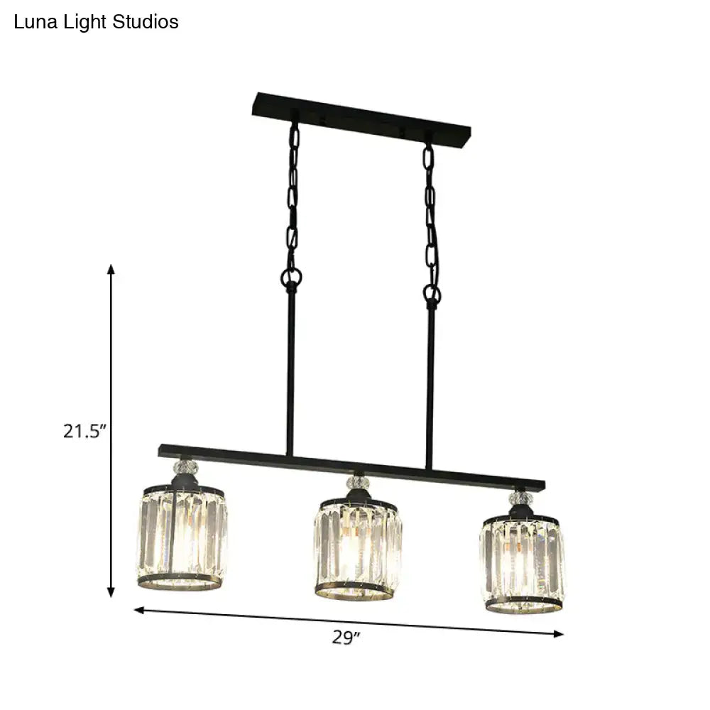 Black Crystal Industrial Cone Three-Light Pendant