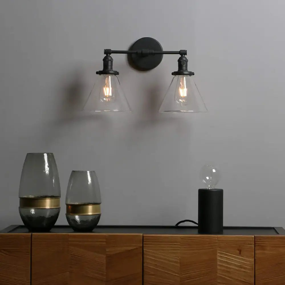 Black Double Cone Wall Sconce