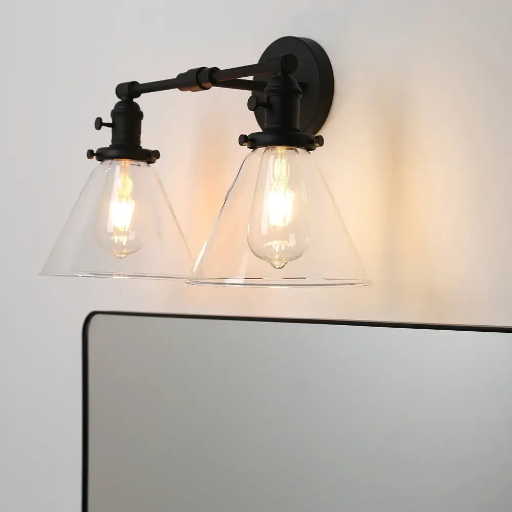 Black Double Cone Wall Sconce