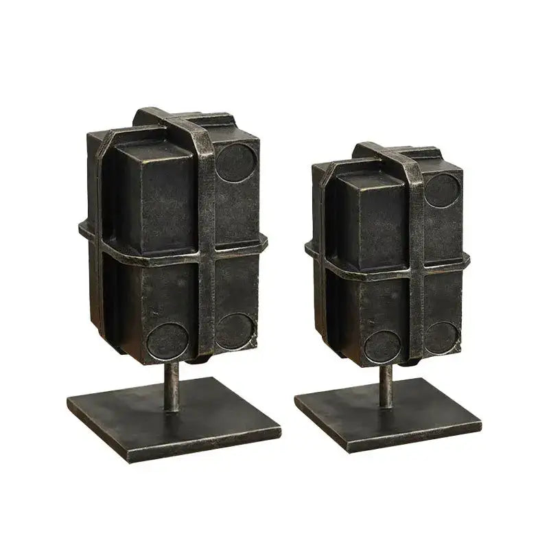 Black Geometric Metal Bookends