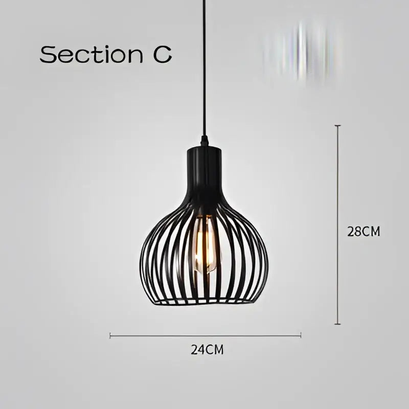 Black Cage Pendant Light for Dining Rooms