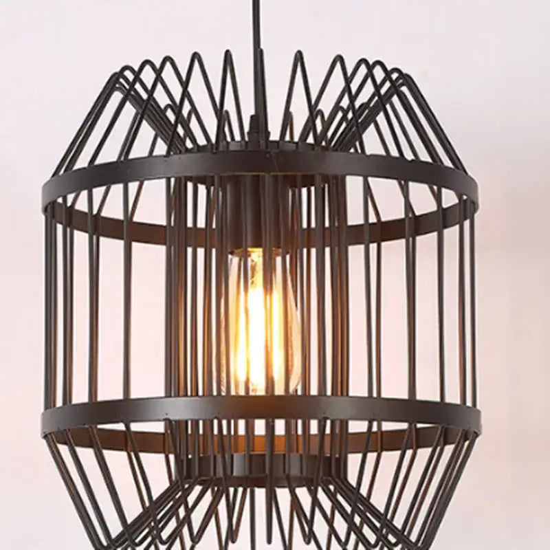 Black Cage Pendant Light for Dining Rooms