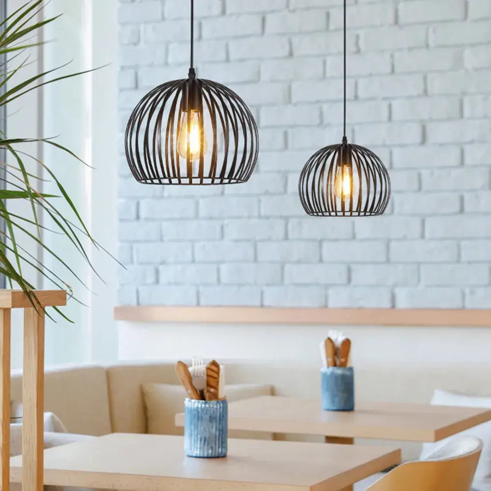 Black Cage Pendant Light for Dining Rooms