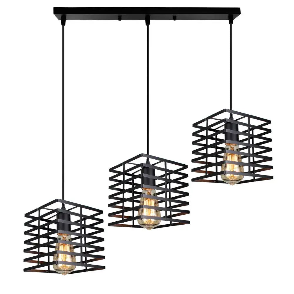 Black Geometric LED Pendant