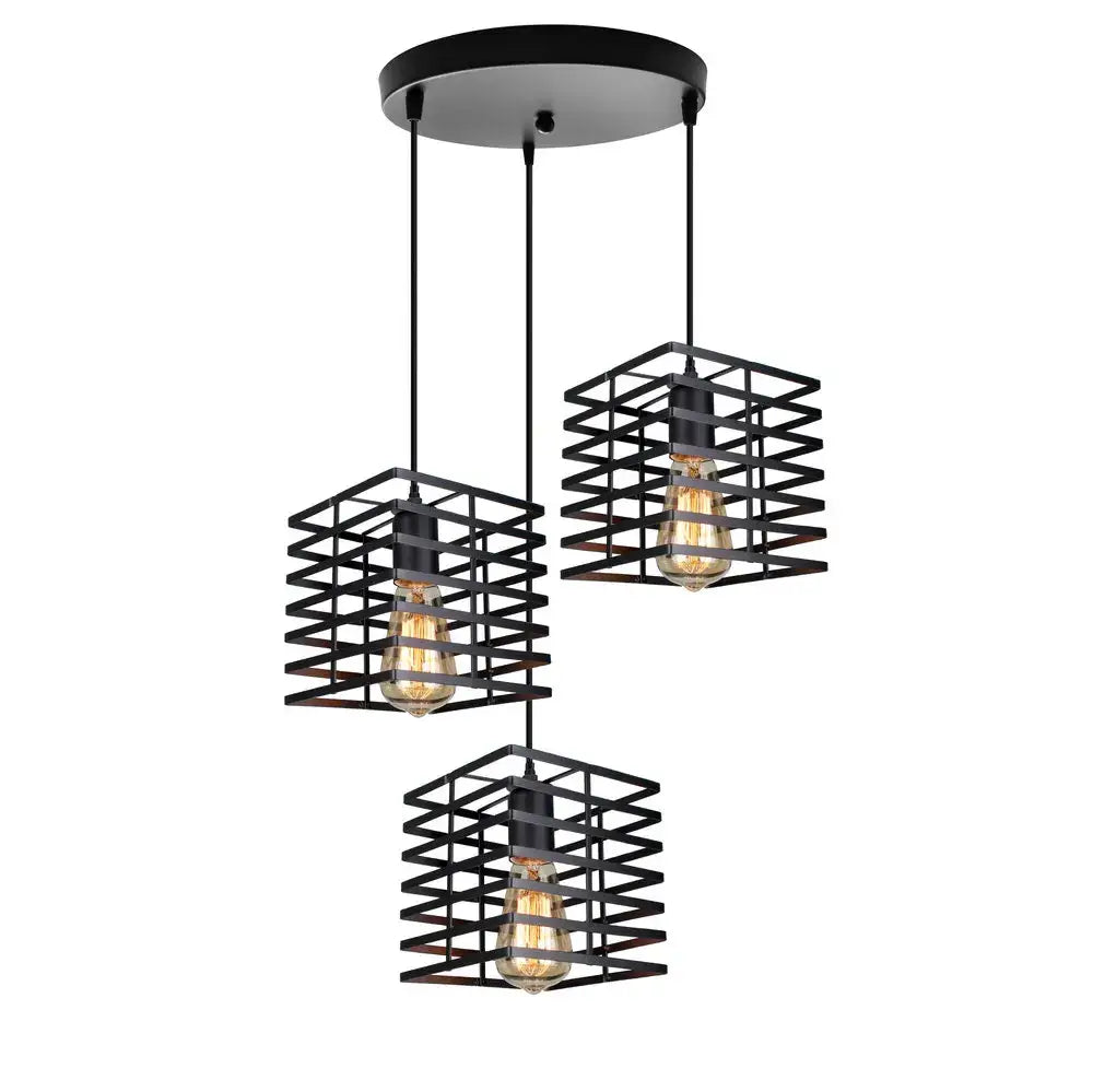 Black Geometric LED Pendant