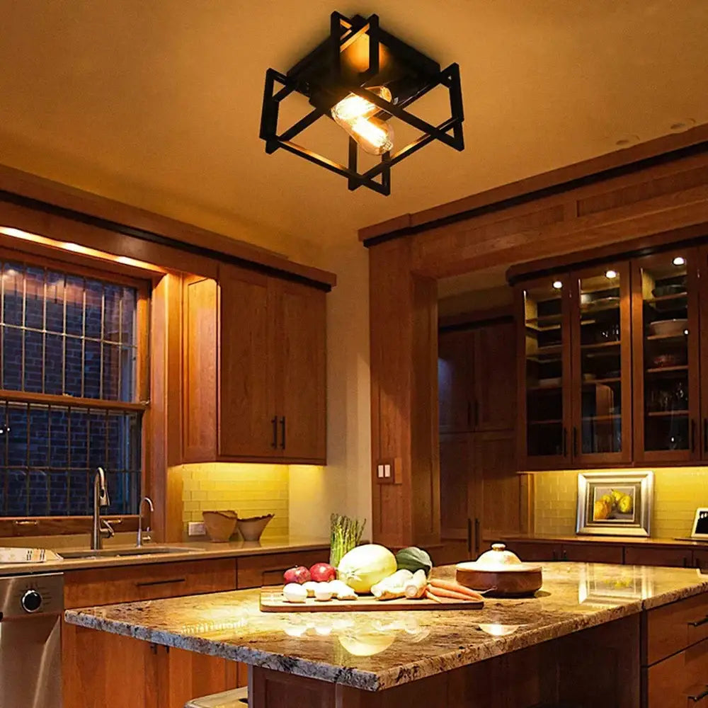 Black Geometric Ceiling Light
