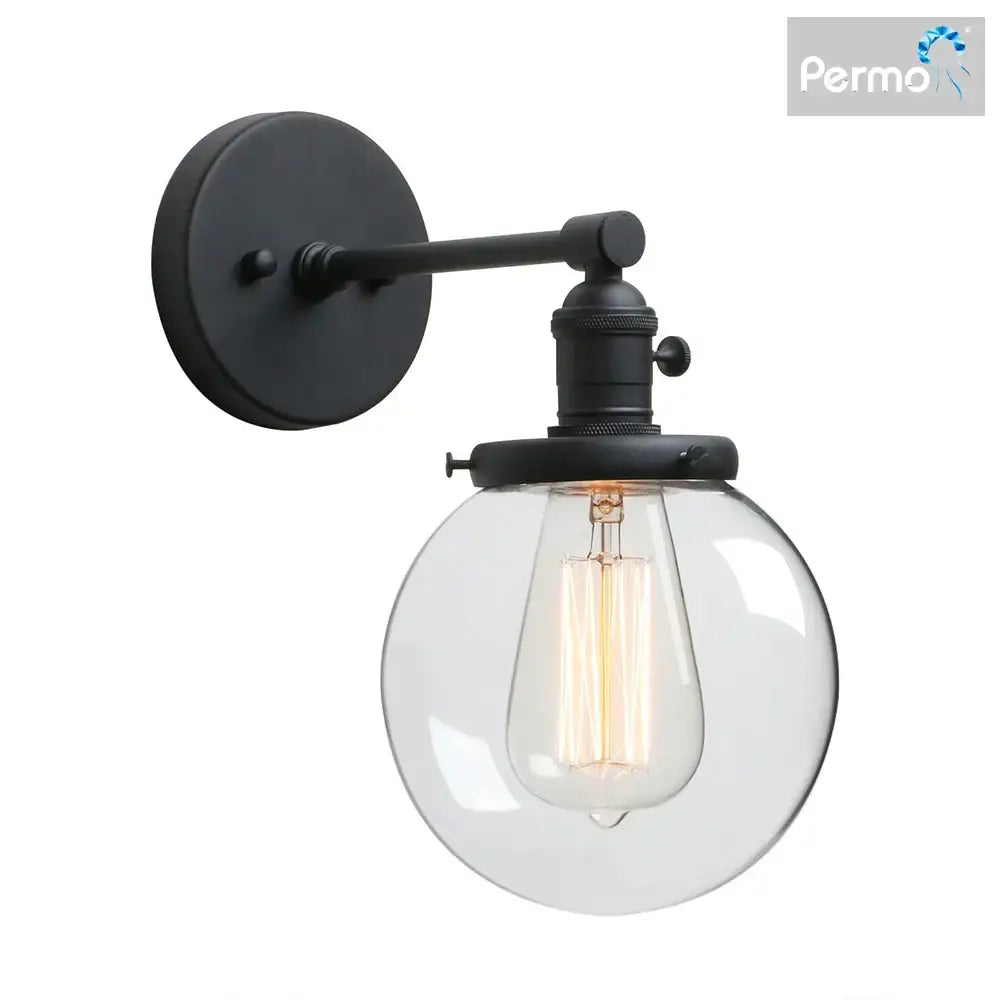 Black Glass Wall Sconce with Chrome Accent Canopy
