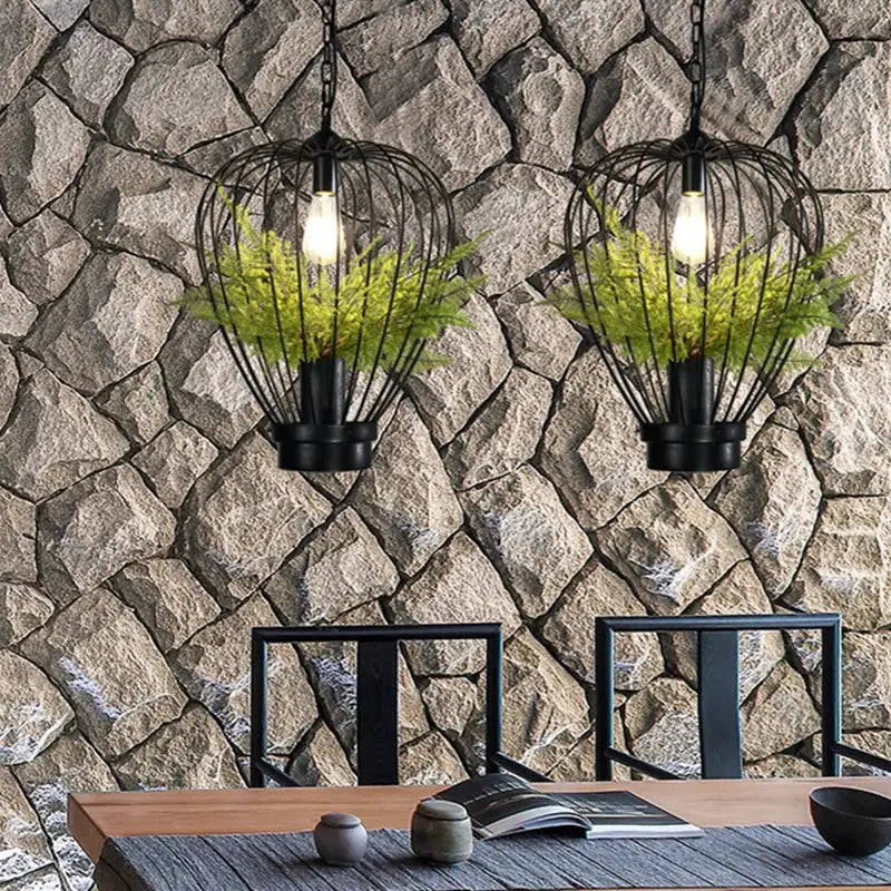 Black Green Birdcage Chandelier