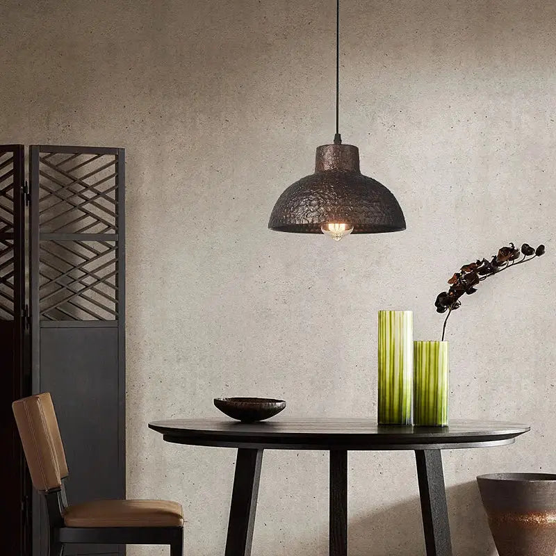 Black Hammered Metal Pendant