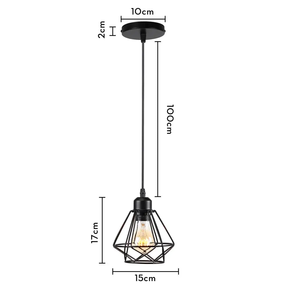 Black Metal Cage Pendant for Compact Dining Space