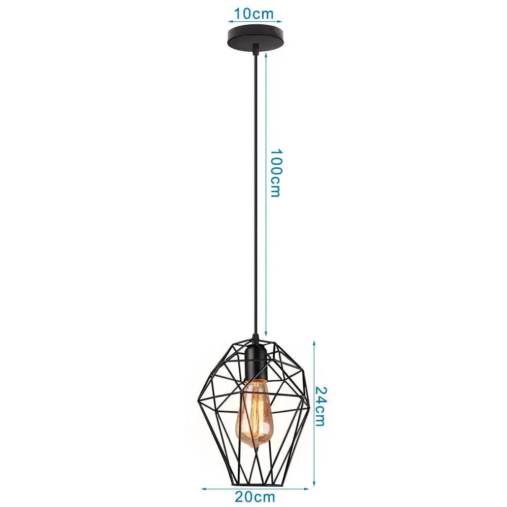 Black Metal Cage Pendant for Compact Dining Space