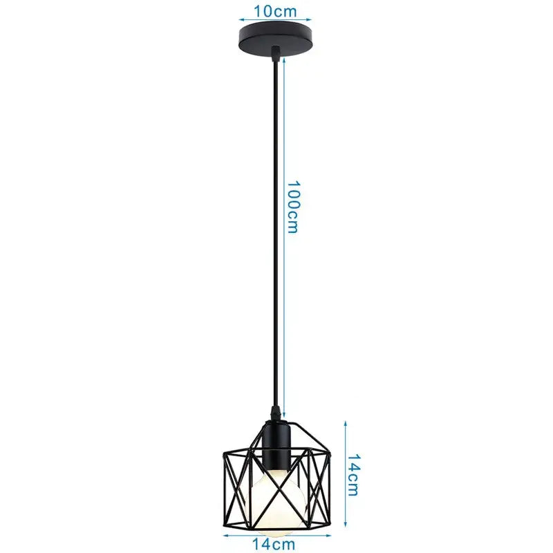 Black Metal Cage Pendant for Compact Dining Space