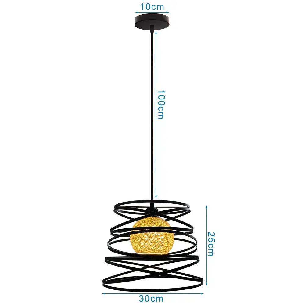 Black Metal Cage Pendant for Compact Dining Space