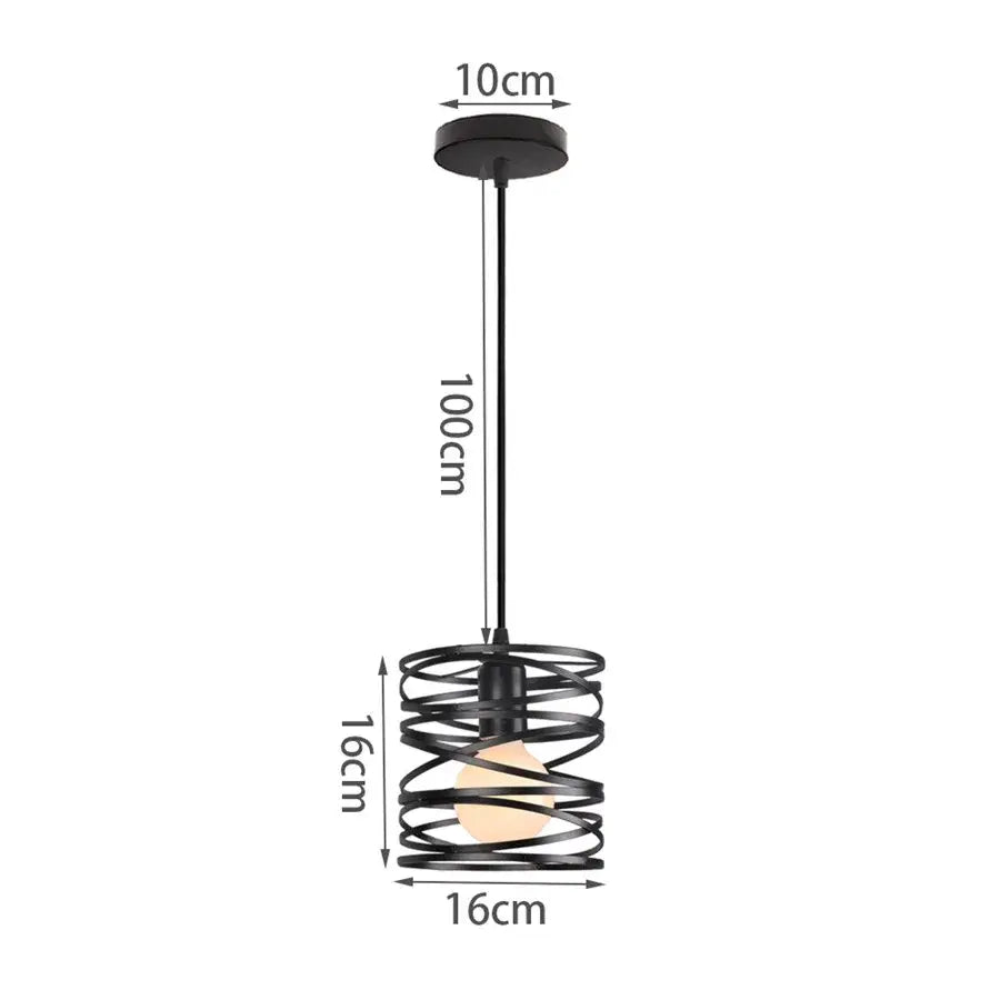Black Metal Cage Pendant for Compact Dining Space