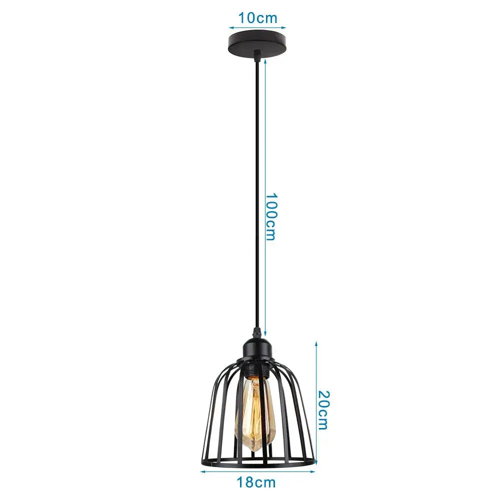 Black Metal Cage Pendant for Compact Dining Space