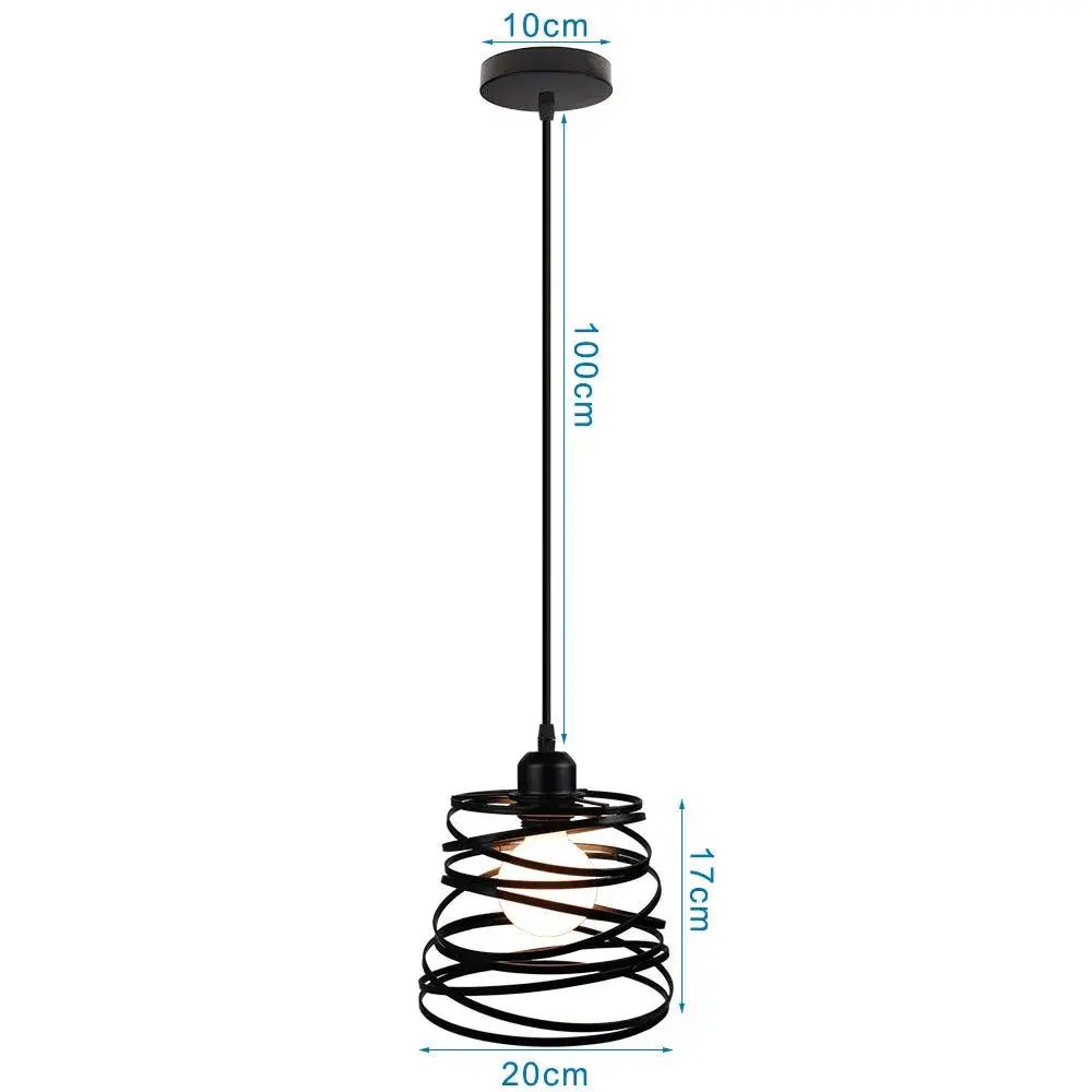 Black Metal Cage Pendant for Compact Dining Space
