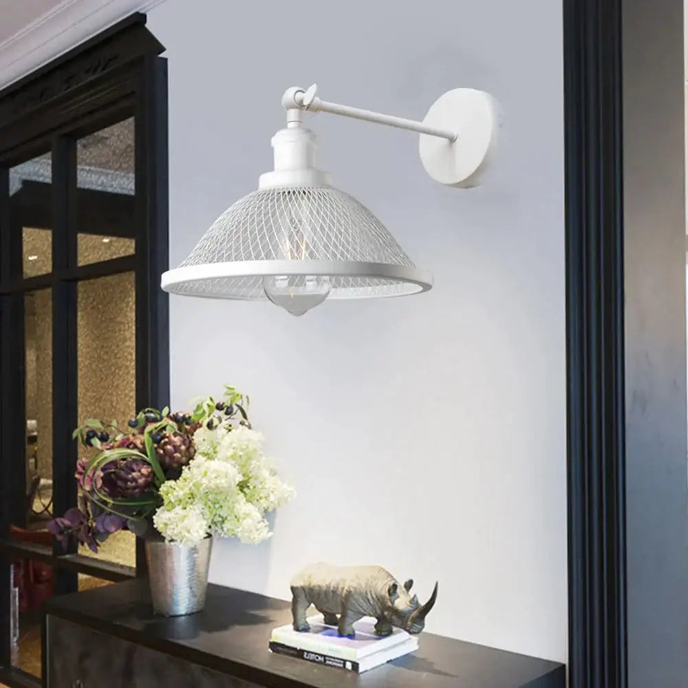 Black Cage Wall Sconce Brass Accent