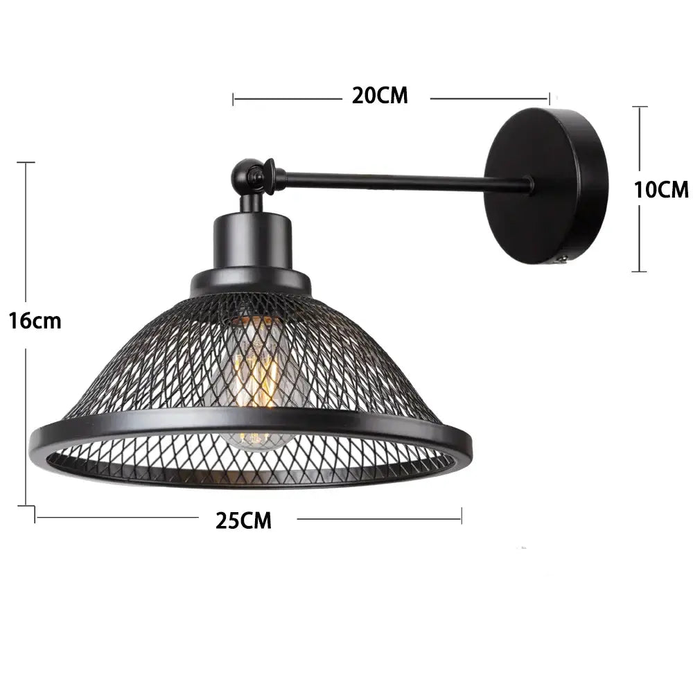 Black Cage Wall Sconce Brass Accent