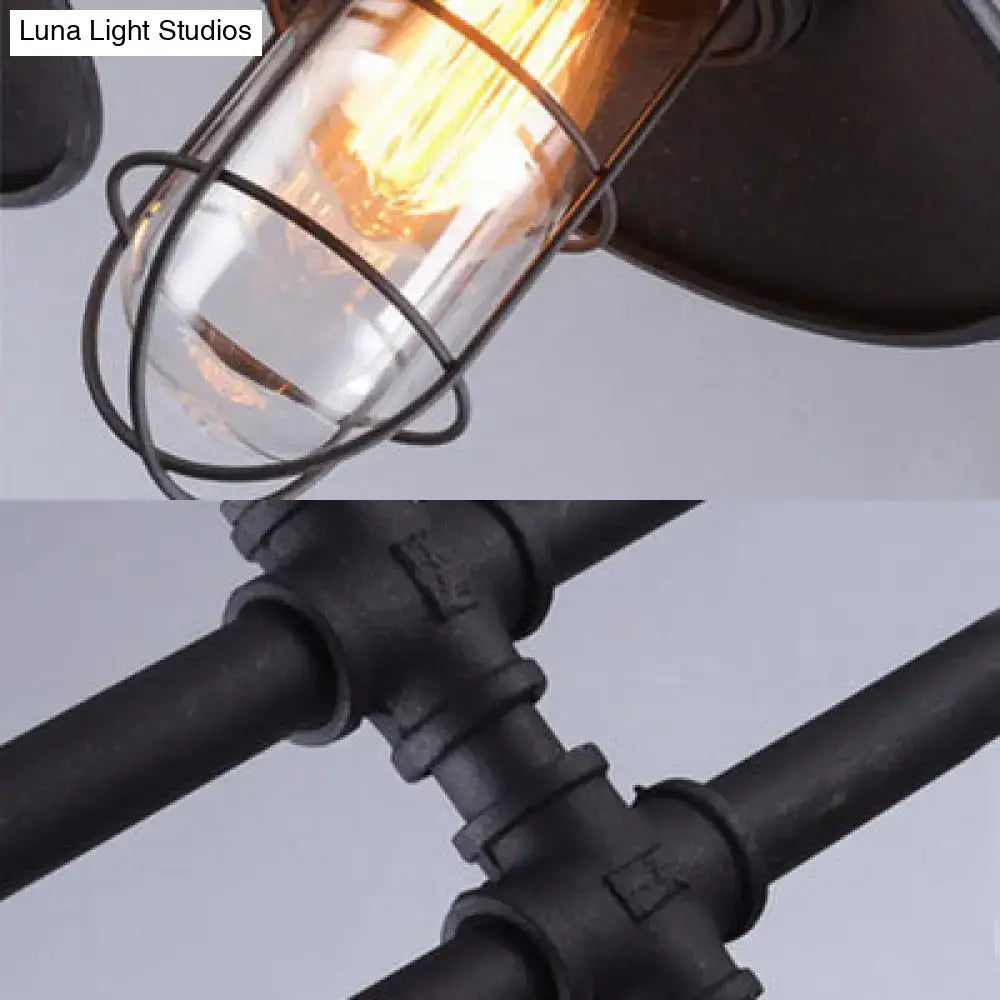 Black Metal Flared Two-Light Ceiling Light