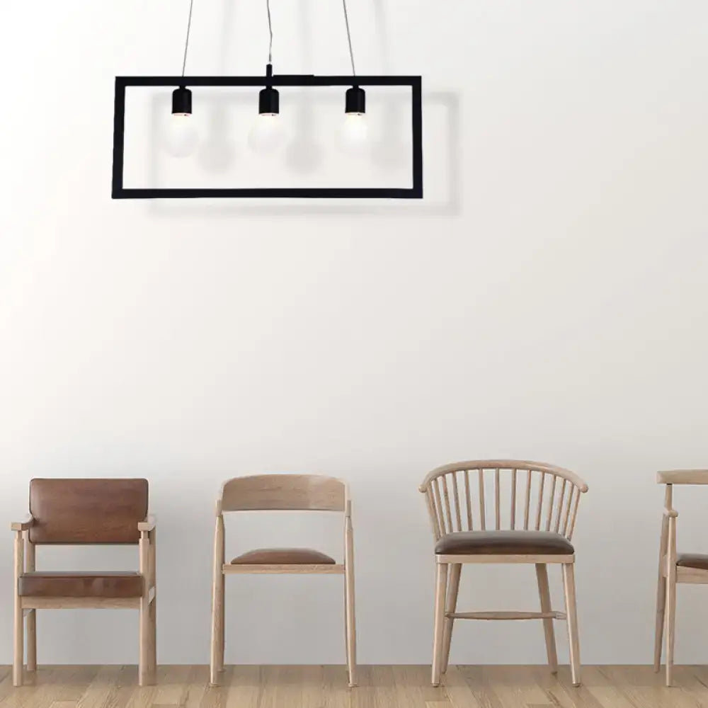 Black Metal Rectangular Five-Light Pendant