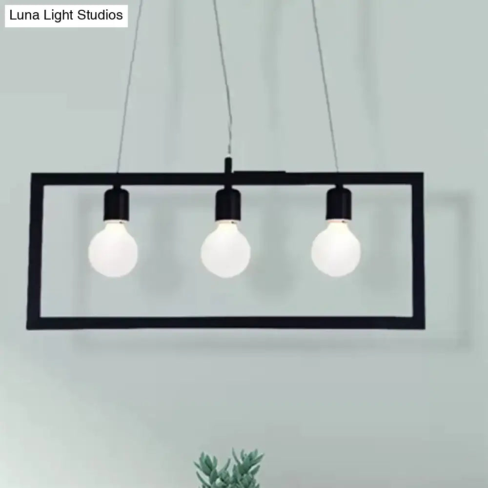 Black Metal Rectangular Five-Light Pendant