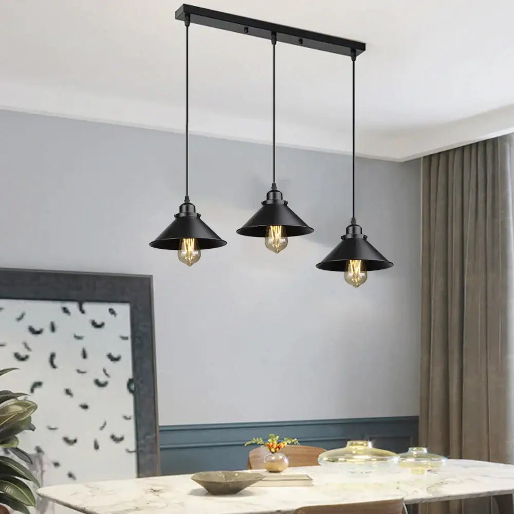 Black Industrial Pendant Light with Edison Bulb