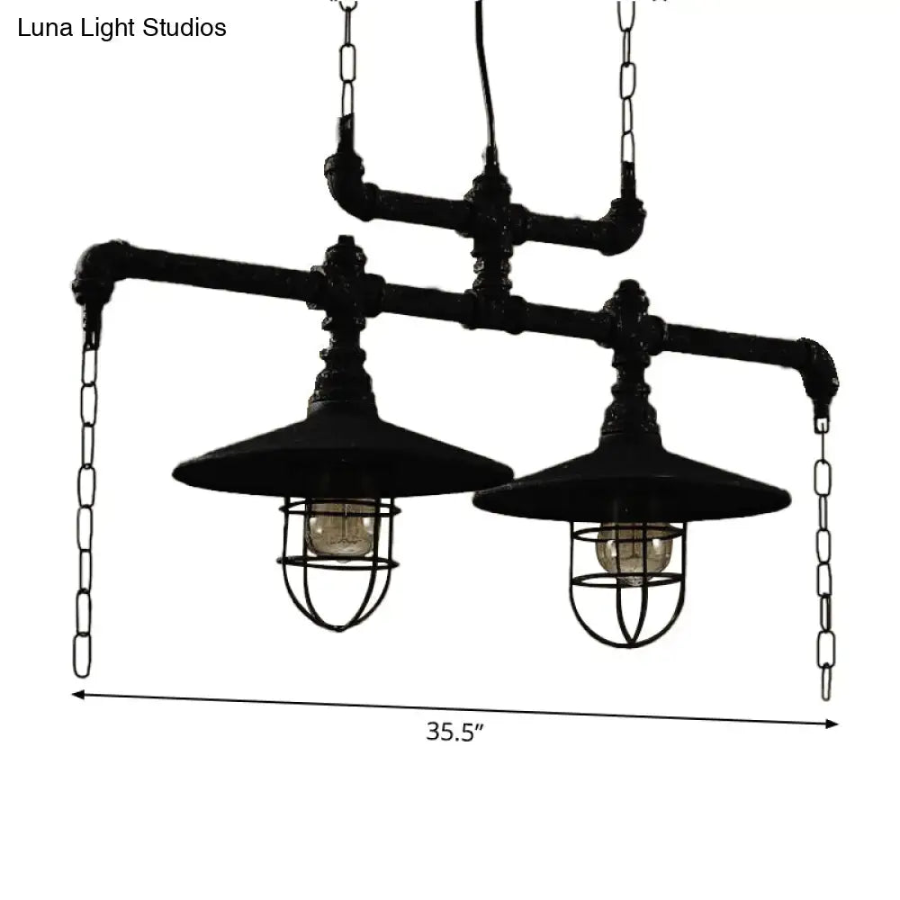 Black Pipe Valve Chandelier